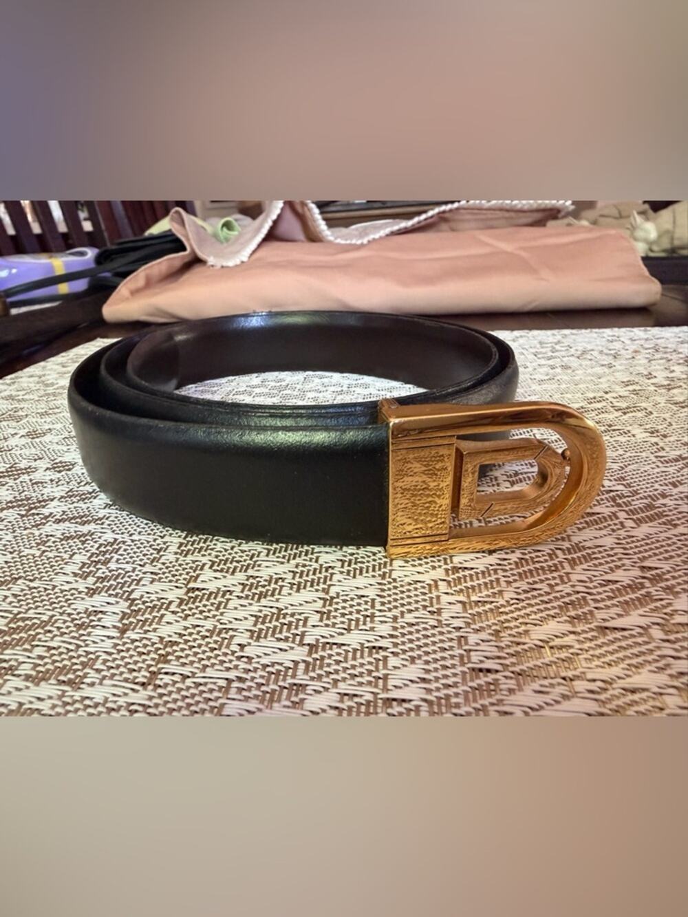 Mens dress belt black leather 38/95